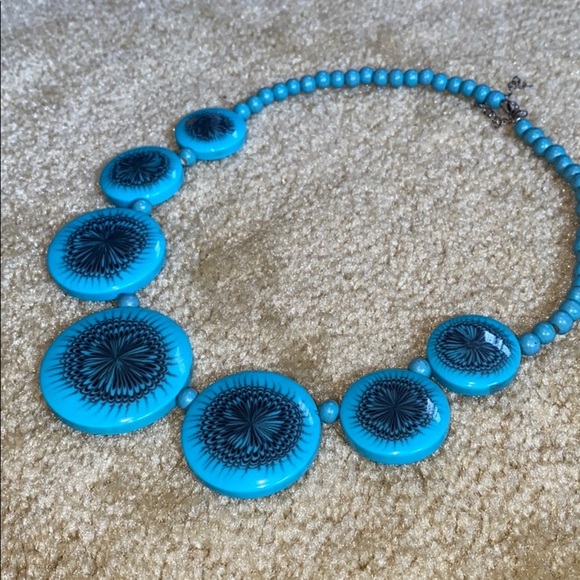Large Turquoise Beads Statement Necklace - Picture 2 of 4